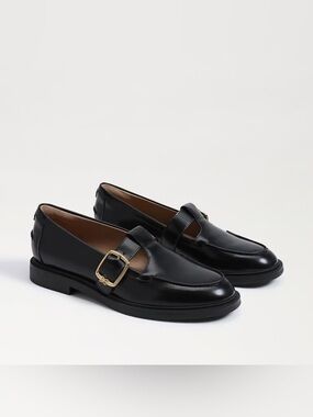 Elaina T-Strap Buckle Mary Jane Loafer Women’s Black Leather Loafer NWOT